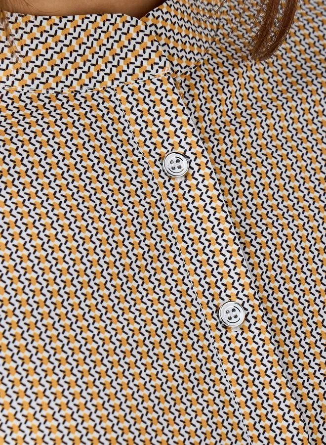 سبلاش فيڤ قميص مطبوع بقصة عادية وياقة ماندرين